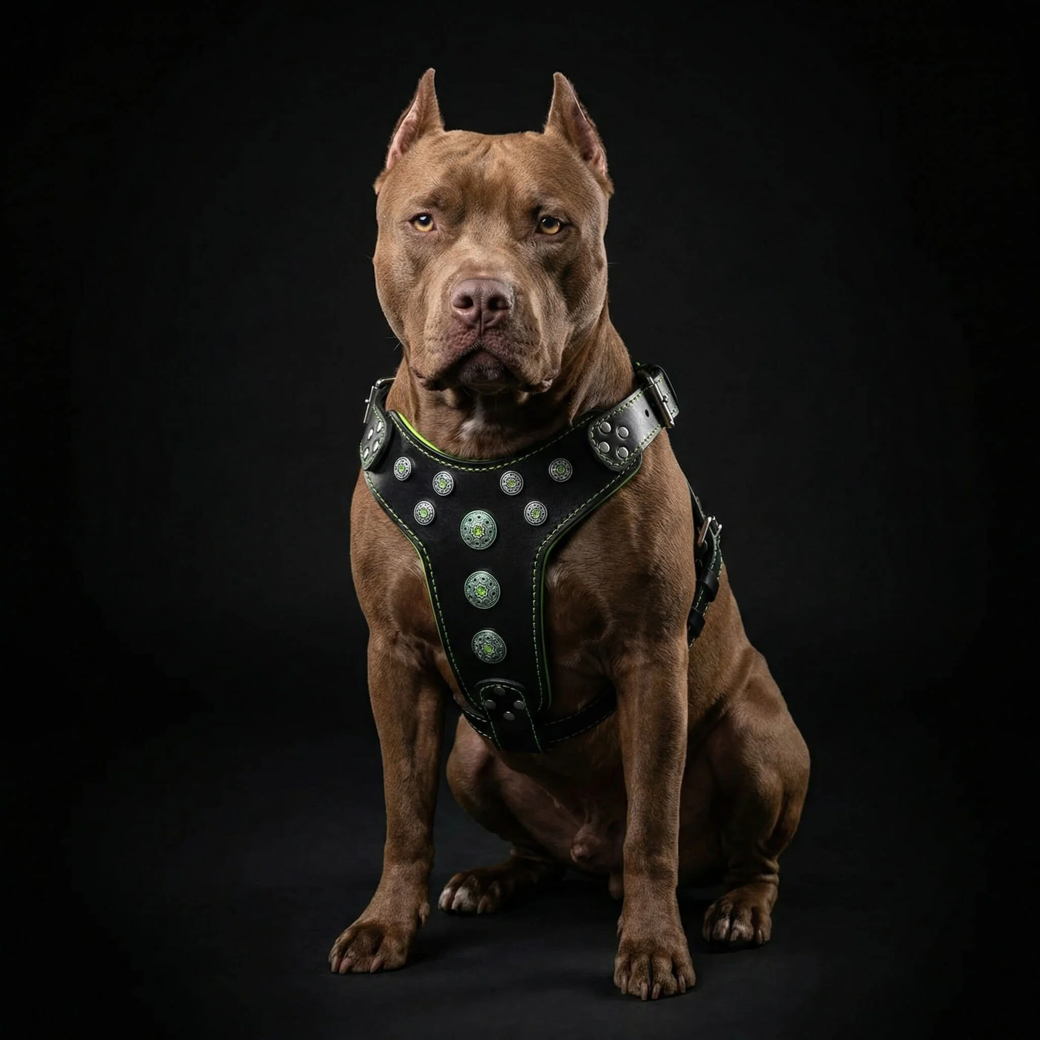 ''Bijou'' harness Black & Green for big dogs - Image 2